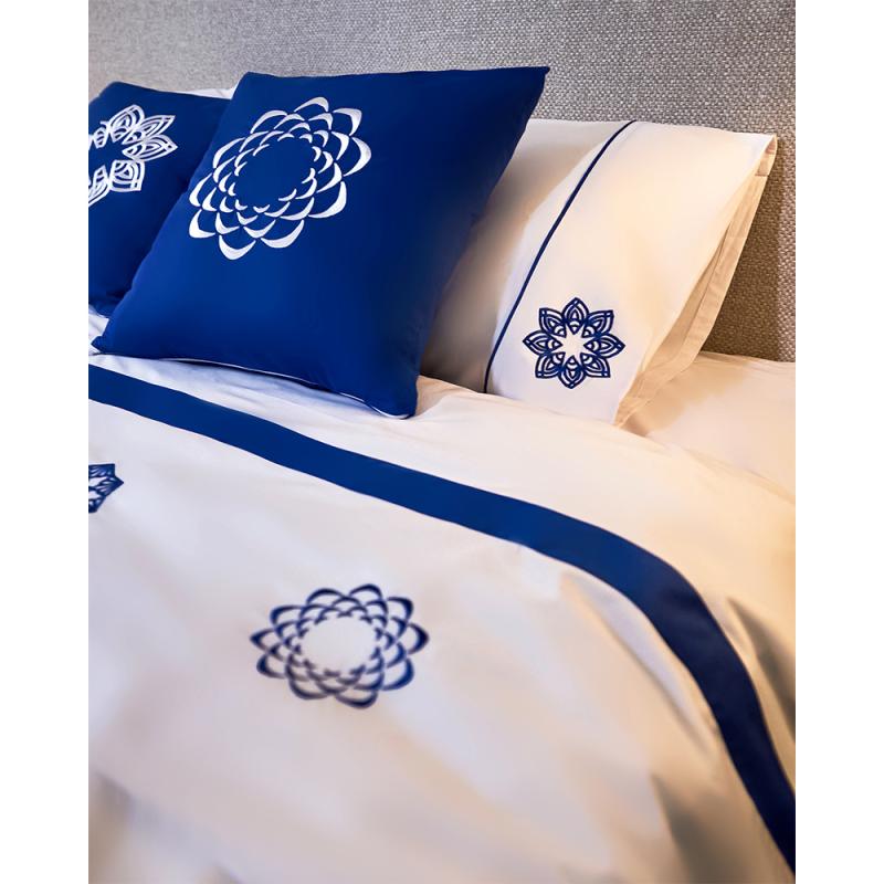 Embroidered Blue mandala 2 Pillow Cases