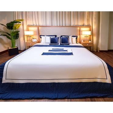 Navy Leaves Embroidered Duvet cover