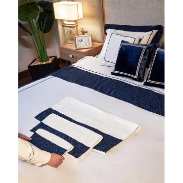 Navy Leaves Single Towel