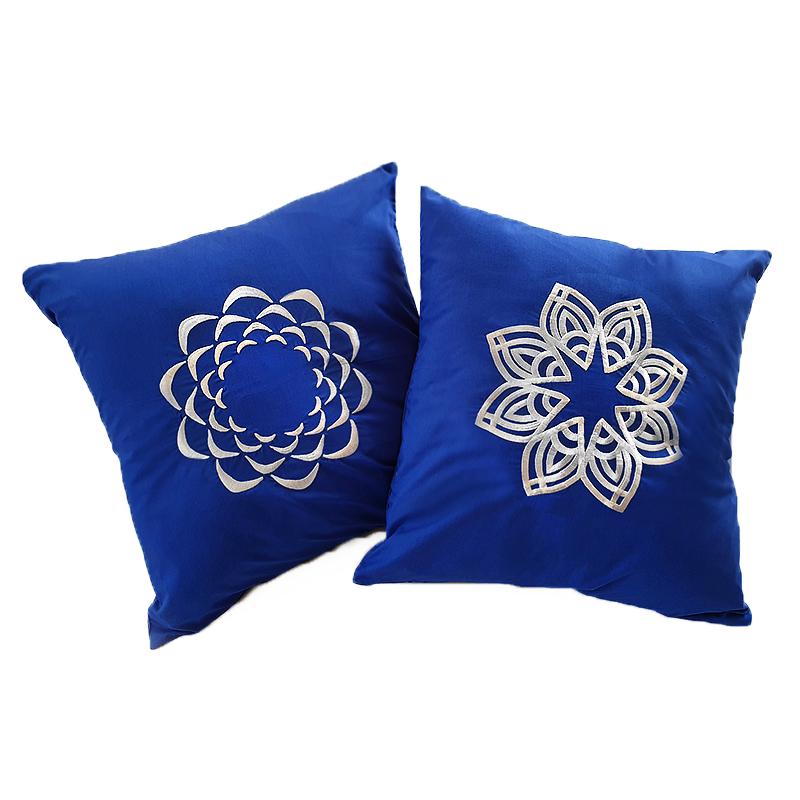 Blue embroidered mandala Cushions