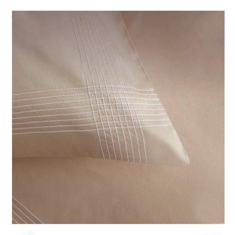 Beige Embroidered stripes 2 Pillow Cases