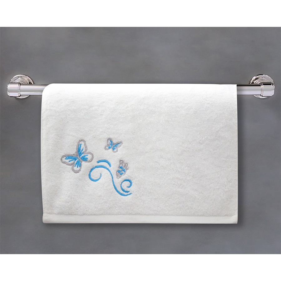 Blue Embroidered Butterfly Towel Pack