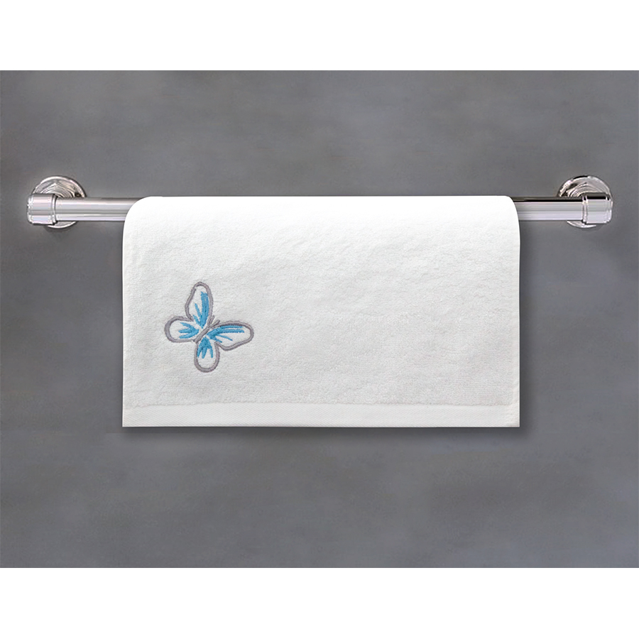 Blue Embroidered Butterfly Towel Pack