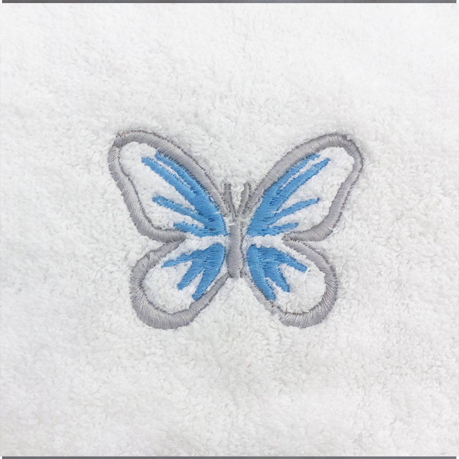 Blue Embroidered Butterfly Towel Pack