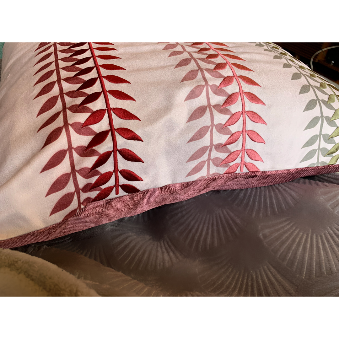 Leaf Embroidered Cushion