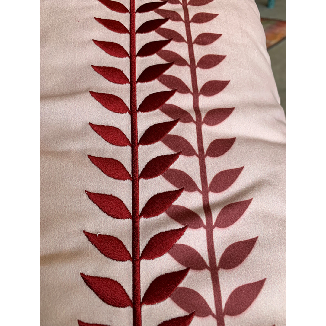 Leaf Embroidered Cushion