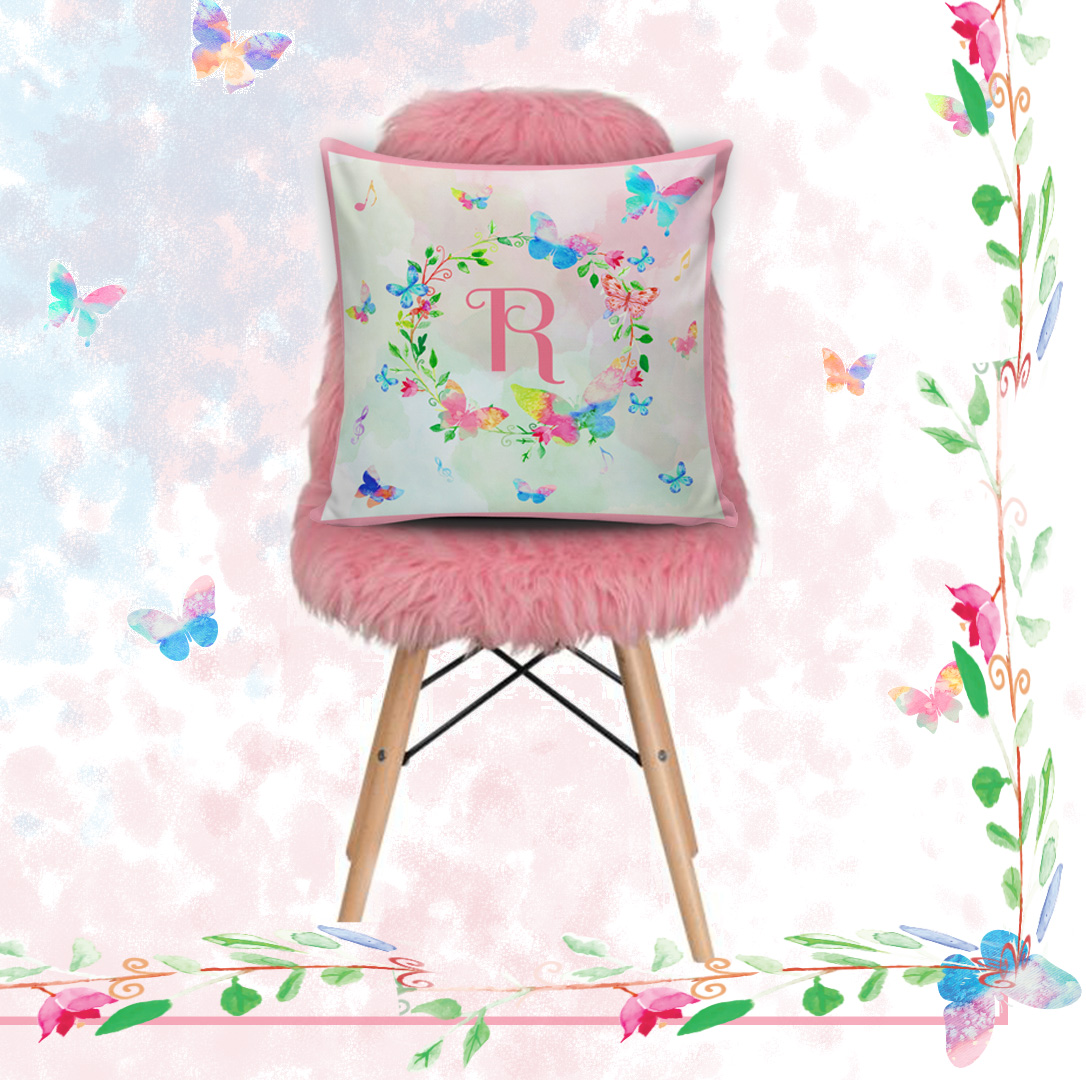 Roses and Butterfly Letter Cushion cover