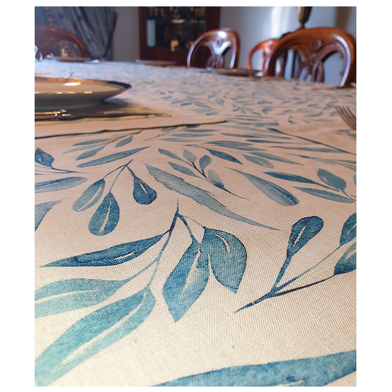 Linen Blue Tablecloth 