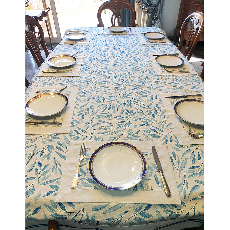 Linen Blue Tablecloth 