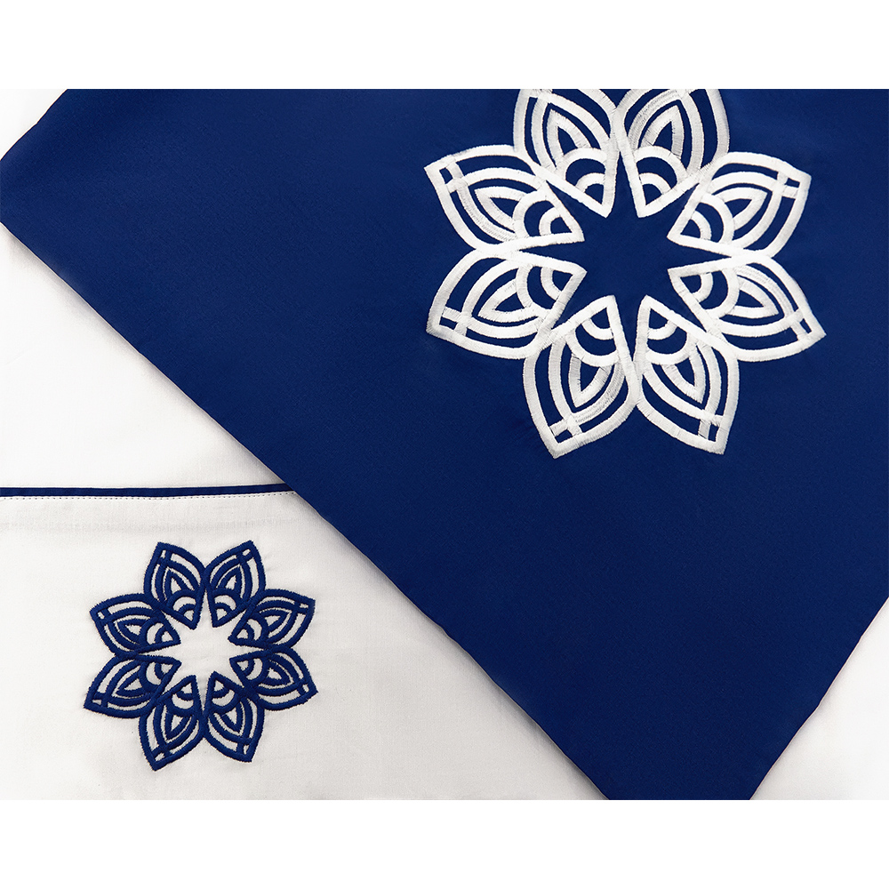 Embroidered Blue Mandalas upper sheet