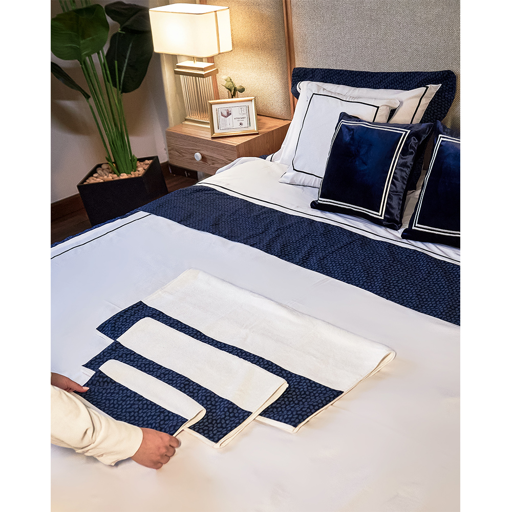 Navy Leaves Towels set