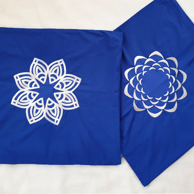 Blue embroidered mandala Cushions