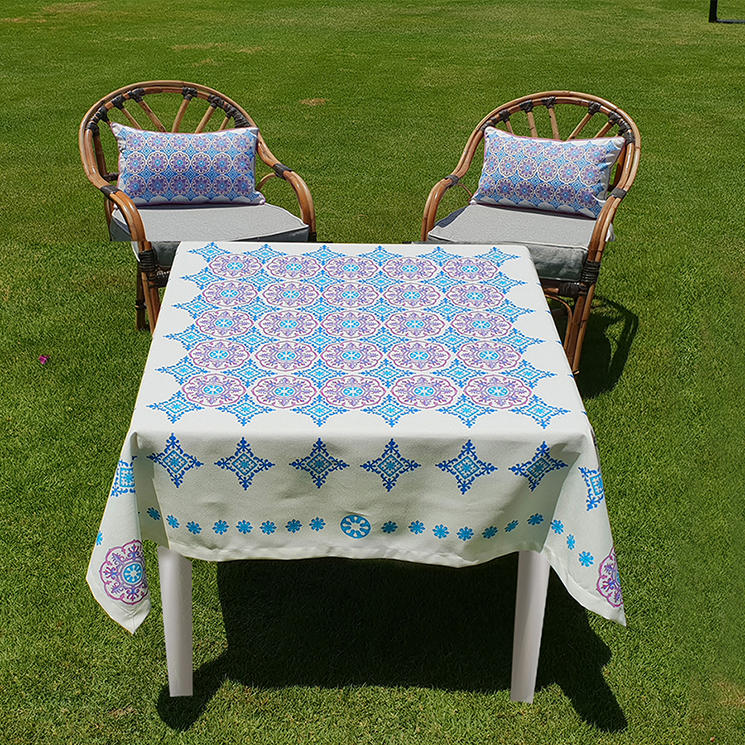 Blue Mandala Table Cloth 150 x 150 cm