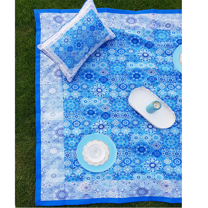 Blue floral Table cloth 180 x 300 cm