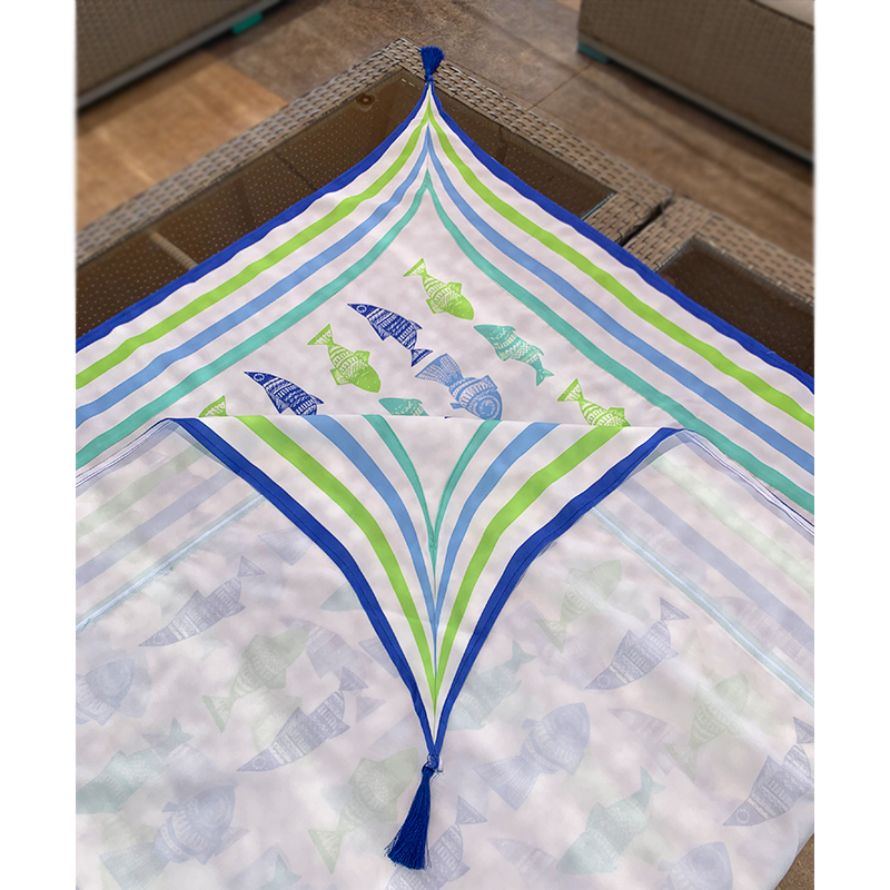 Blue green Fishes tablecloth 180 x 300 cm