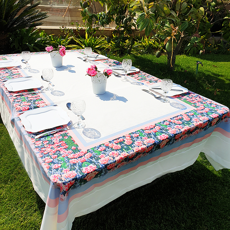 Salmon Roses Tablecloth 180 x 300 cm