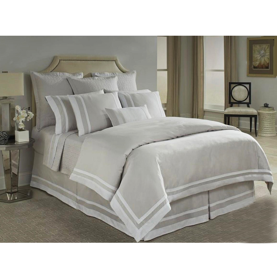 Gray white stripes Bed set