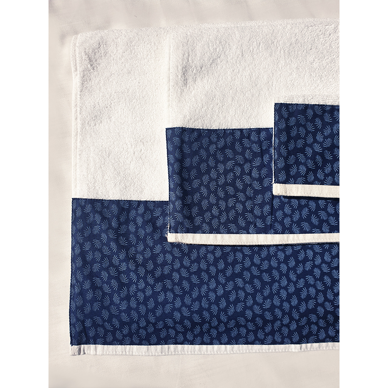 Navy Leaves Single Towel