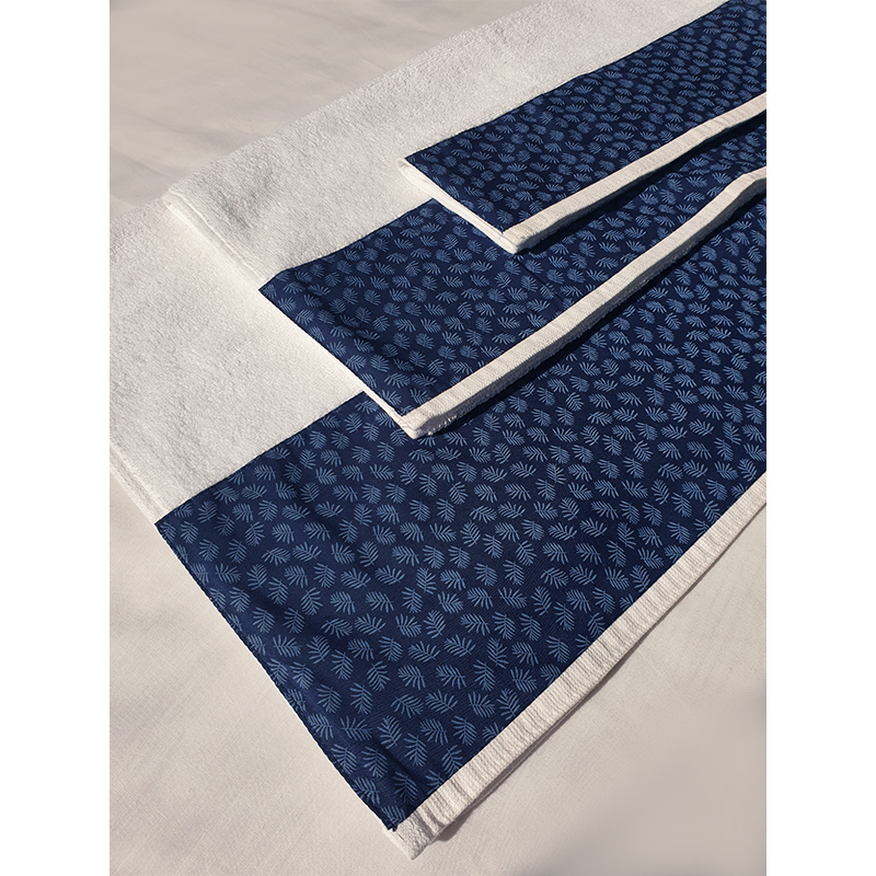 Navy Leaves Single Towel